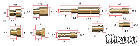 Jets for Hitachi, Keihin und Mikuni carburettors from Keyster